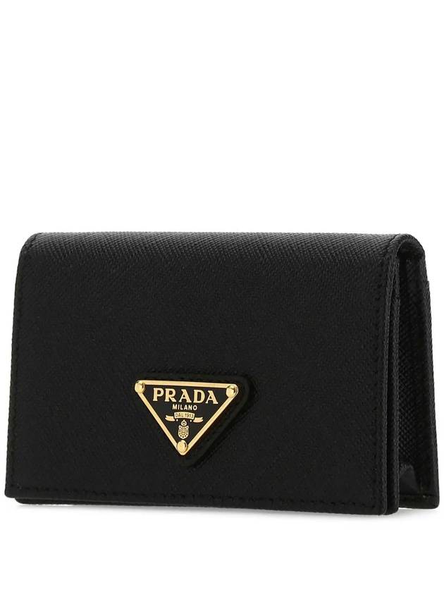 Saffiano Leather Triangle Logo Card Wallet Black - PRADA - BALAAN 3