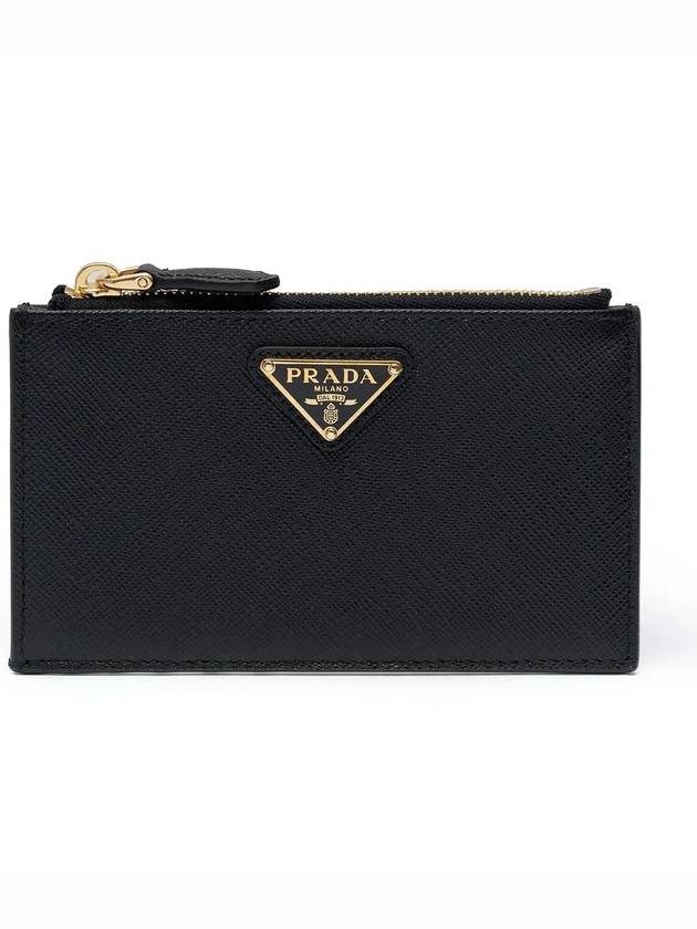 Saffiano Leather Card Wallet Black Silver - PRADA - BALAAN 2