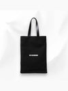 Logo Print Large Cotton Tote Bag Black - JIL SANDER - BALAAN 4