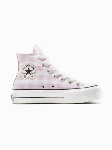 Chuck Taylor All Star Lift Gingham High Top Sneakers Vintage White Pink - CONVERSE - BALAAN 1