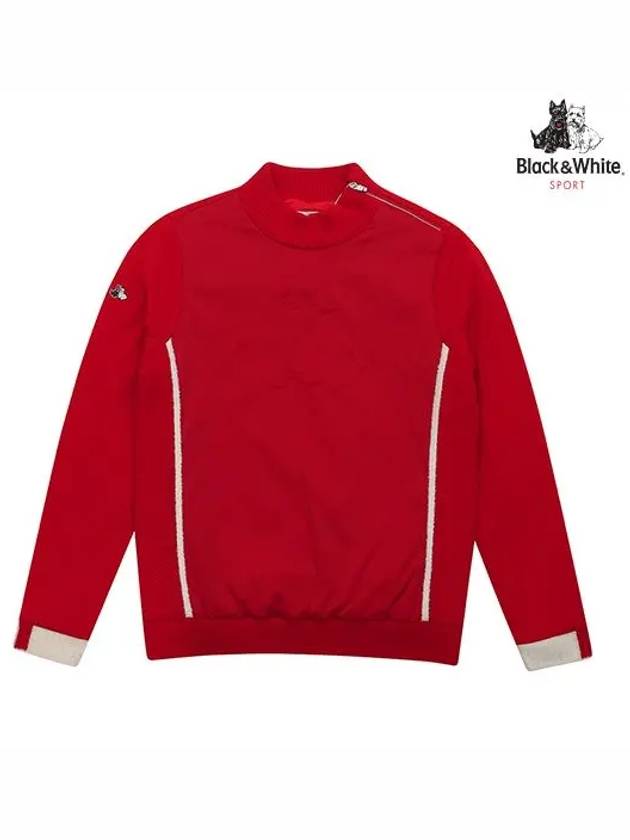 Women s windproof front woven patch half zip up pullover 2312LXKW RED - BLACK&WHITE - BALAAN 1