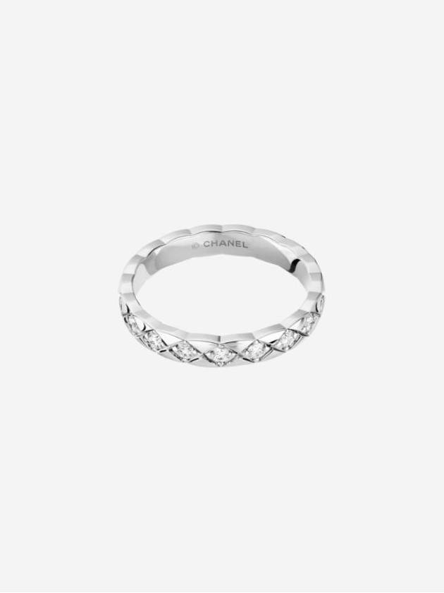 Coco Crush Ring Quilted Motif Mini 18K White Gold Diamond - CHANEL - BALAAN 4