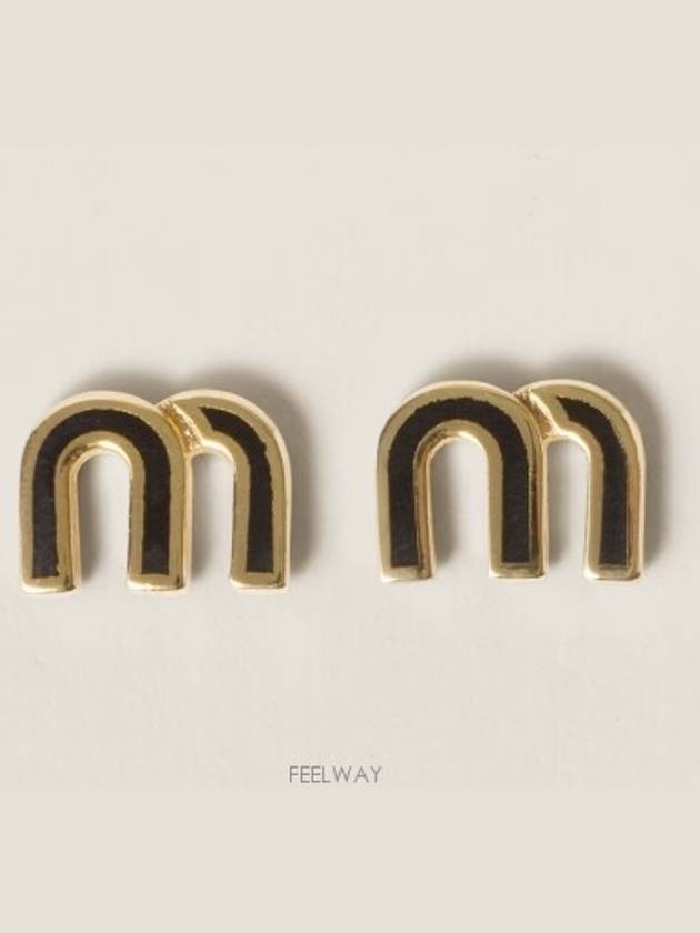 Enameled Metal Earrings Black - MIU MIU - BALAAN 2