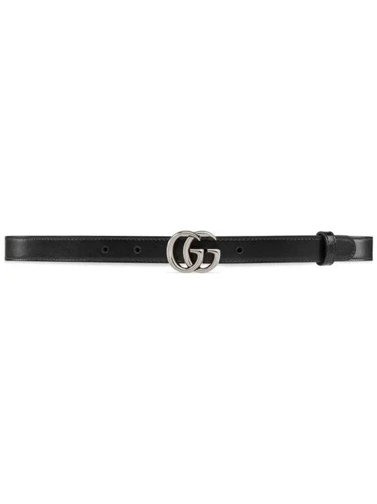 GG Marmont Thin Leather Belt Black - GUCCI - BALAAN.