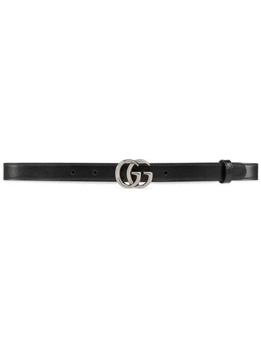 GG Marmont Thin Leather Belt Black - GUCCI - BALAAN 1