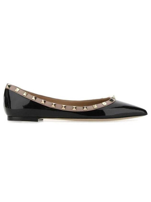 Rockstud Ballerina Flats Black - VALENTINO - BALAAN 1