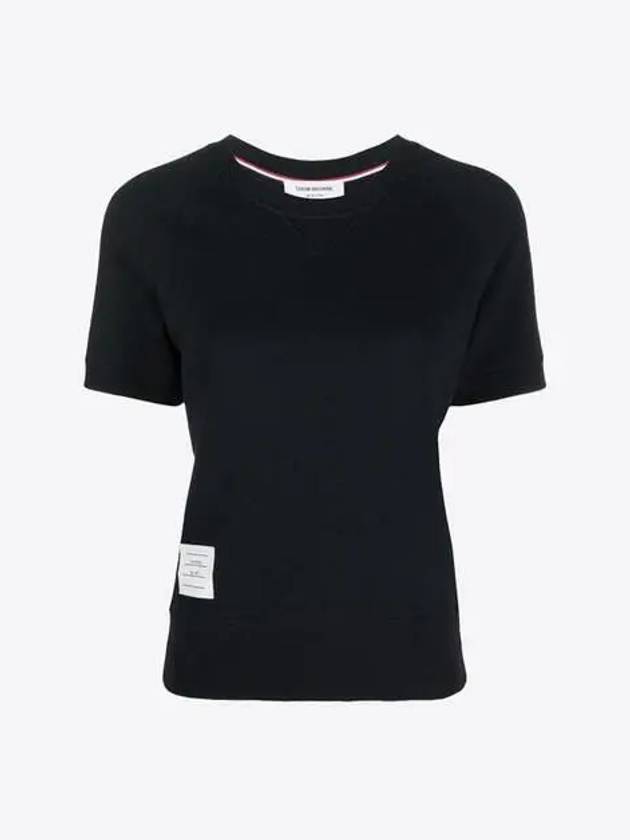 Women's Loopback Cotton Short Sleeve T-Shirt Navy - THOM BROWNE - BALAAN 2