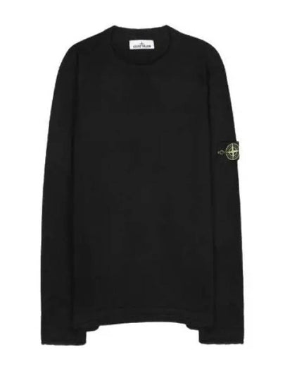 Compass Badge Ribbed Cotton Knit Top Black - STONE ISLAND - BALAAN 2