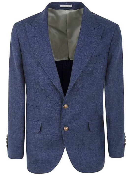 Linen Wool Blazer Jacket Blue - BRUNELLO CUCINELLI - BALAAN 1