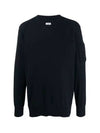 Men's Lens Wappen Crew Neck Knit Top Black - CP COMPANY - BALAAN.