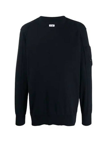 Men's Lens Wappen Crew Neck Knit Top Black - CP COMPANY - BALAAN 1