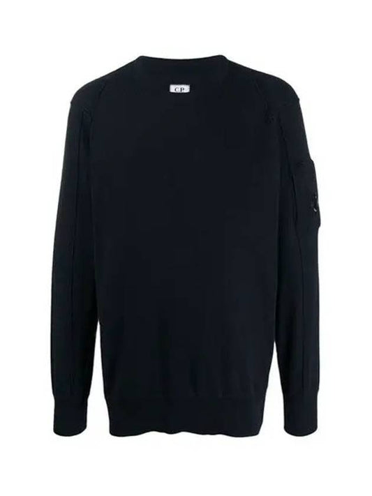 Men's Lens Wappen Crew Neck Knit Top Black - CP COMPANY - BALAAN 1