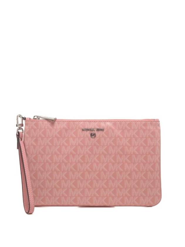 Jet Set Charm Logo Embellished Wristlet Clutch Bag Pink - MICHAEL KORS - BALAAN 1