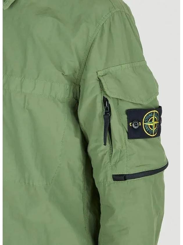 Men's Naslan Light Garment Dye Zip-up Jacket Olive Green - STONE ISLAND - BALAAN 6