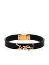 Monogram Opyum Leather Bracelet Black Gold - SAINT LAURENT - BALAAN 2