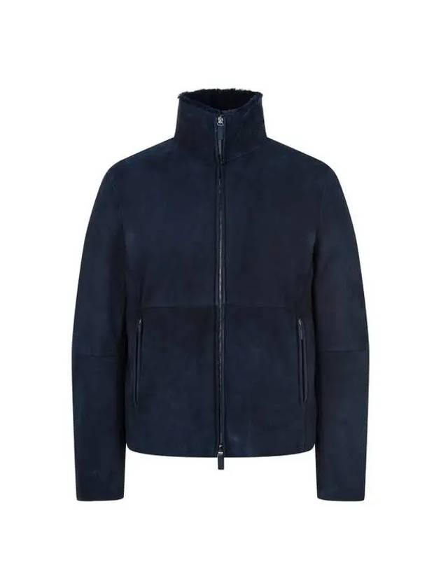 Men s Suede Shearling Zip up Jacket Navy 271123 - EMPORIO ARMANI - BALAAN 1