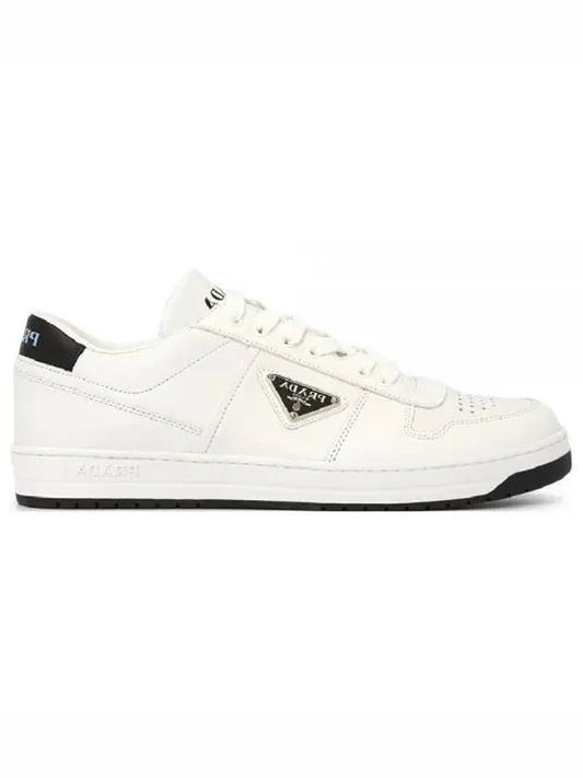 Downtown Triagle Logo Leather Low Top Sneakers White - PRADA - BALAAN 2