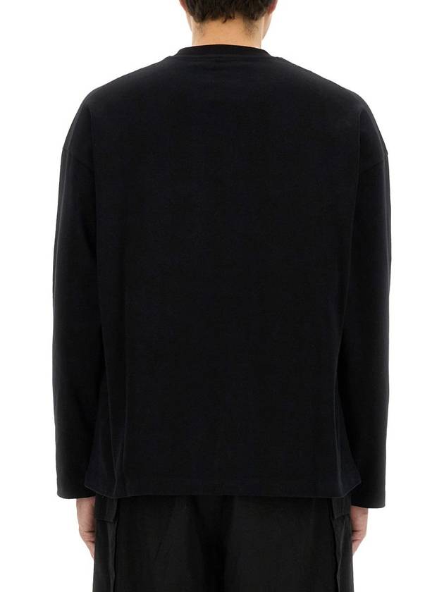 Logo Print Cotton Long Sleeve T-Shirt Black - JIL SANDER - BALAAN 4