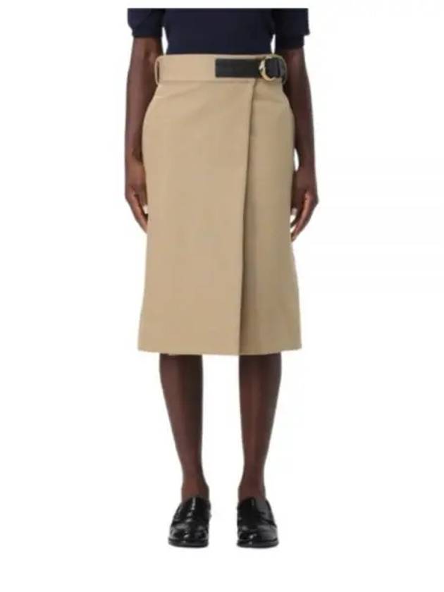 Belted Midi H-Line Skirt Nude - BOTTEGA VENETA - BALAAN 2