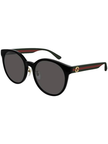 Eyewear Logo Round Asian Fit Sunglasses Black - GUCCI - BALAAN 1