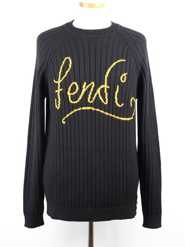 Logo wool knit black 50 100 105 - FENDI - BALAAN 1