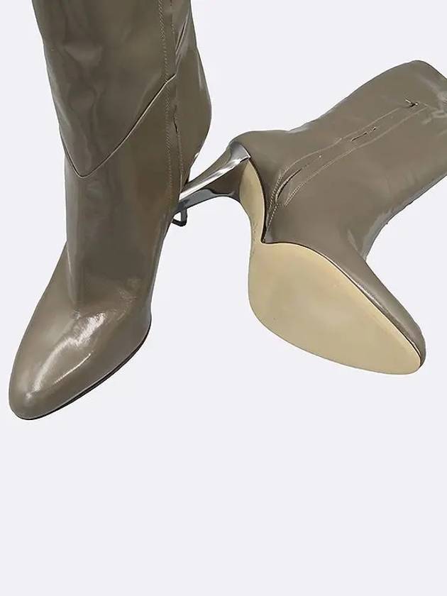 Moss Gray Glossy Leather Women s Long Boots 245MM - JIMMY CHOO - BALAAN 3