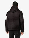 Matte Nylon 4-Bar Stripe Downfill Quilted Hoodie Padding Black - THOM BROWNE - BALAAN 5