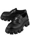 Monolith Brushed Leather Loafers Black - PRADA - BALAAN 2