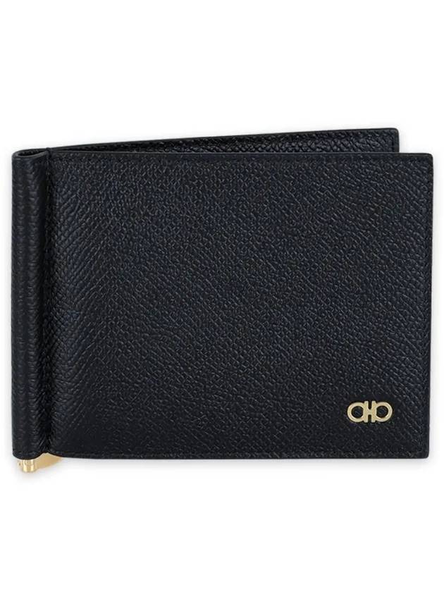 Gancini Money Clip Half  Wallet Black - SALVATORE FERRAGAMO - BALAAN 3