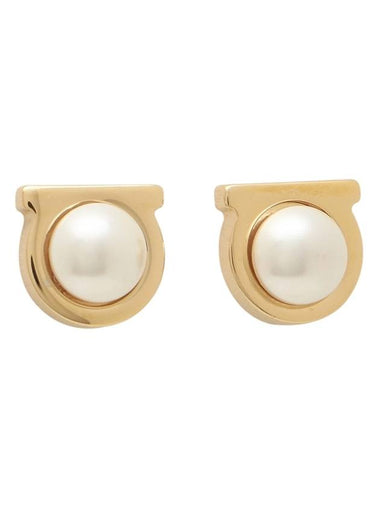 Gancini pearl earrings gold - SALVATORE FERRAGAMO - BALAAN 1