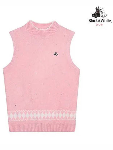 Women s Full Edition Hotfix Point Argyle Vest 2022LBVR PINK - BLACK&WHITE - BALAAN 1