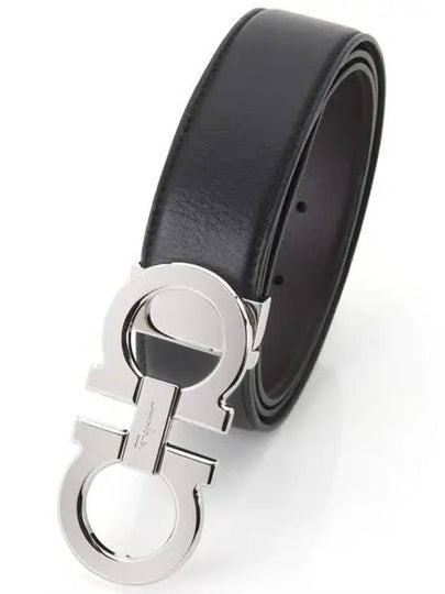 Reversible Gancini Leather Belt Black - SALVATORE FERRAGAMO - BALAAN 2