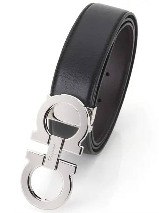 Reversible Gancini Leather Belt Black - SALVATORE FERRAGAMO - BALAAN 2