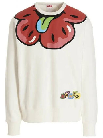 Boke Boy Flower Graphic Print Oversized Sweatshirt Off White - KENZO - BALAAN 1