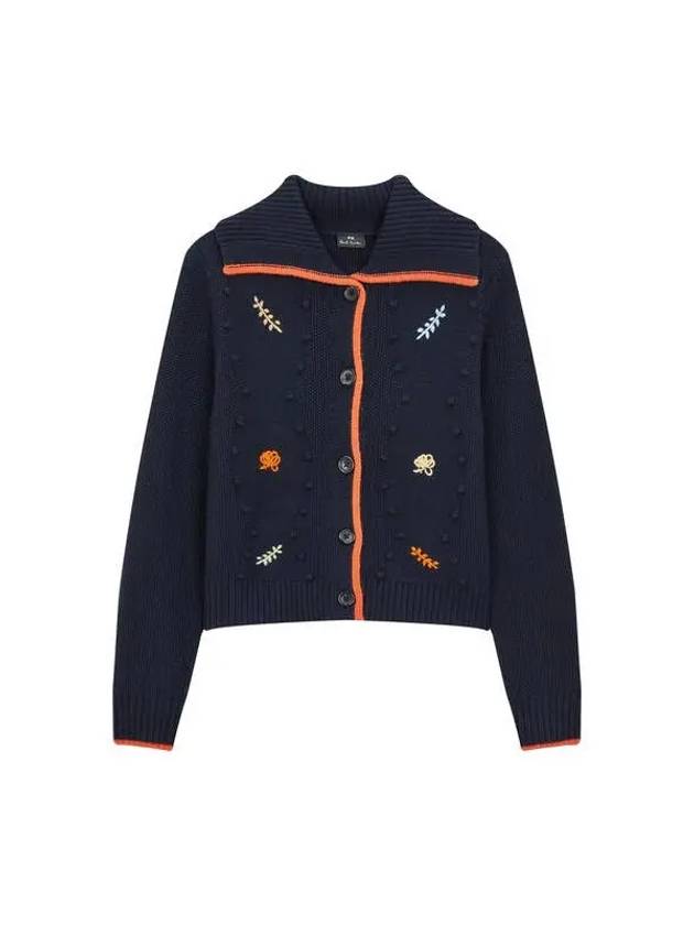 PS Women s Wool Blend Big Collar Cardigan Navy - PAUL SMITH - BALAAN 1