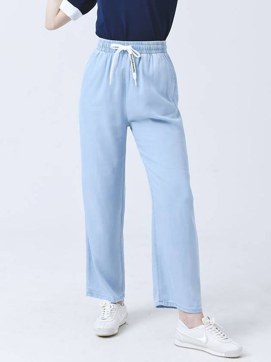 Doyou Know MC Women s Waist Banding Straight Fit String Hedge Blue Pants DO3242PT66 1 - DOYOUKNOWMC GOLF WEAR - BALAAN 1