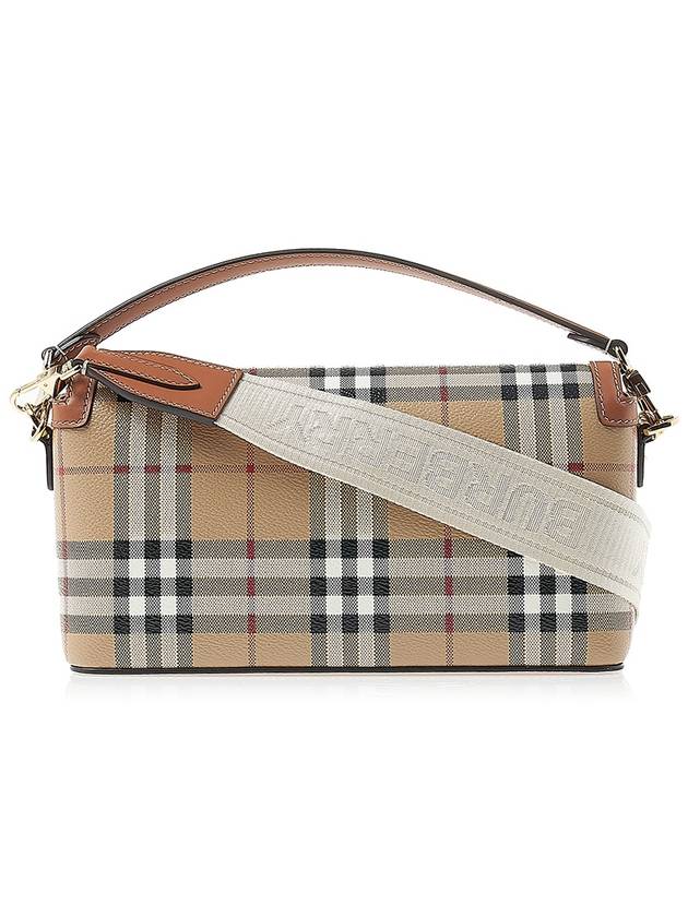 Women's Check Leather Top Handle Shoulder Bag Beige - BURBERRY - BALAAN 4