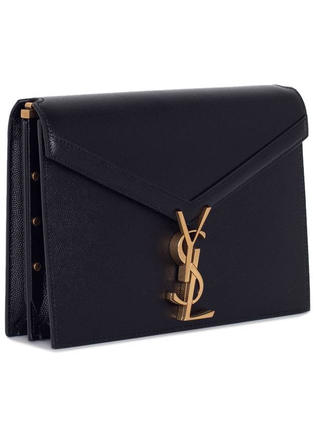 Cassandra Medium Chain Bag in Grain de Poudre Embossed Leather Black - SAINT LAURENT - BALAAN 3