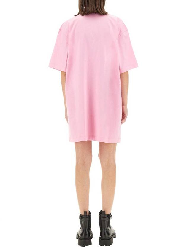 Milano Brushed Logo Short Sleeve Short Dress Pink - MSGM - BALAAN 4