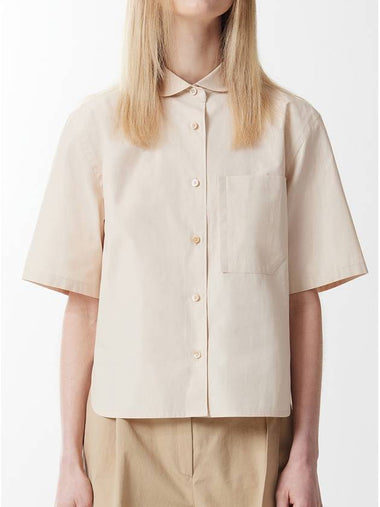 Small Collar Short Sleeve Shirt Beige - VOYONN - BALAAN 1