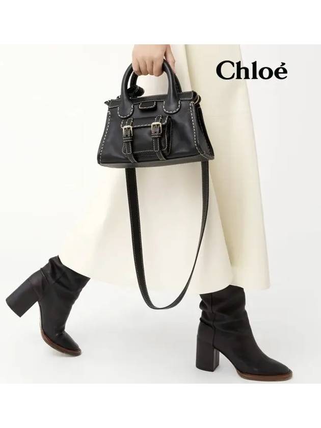 Women's Edith Leather Tote Bag Black - CHLOE - BALAAN 9