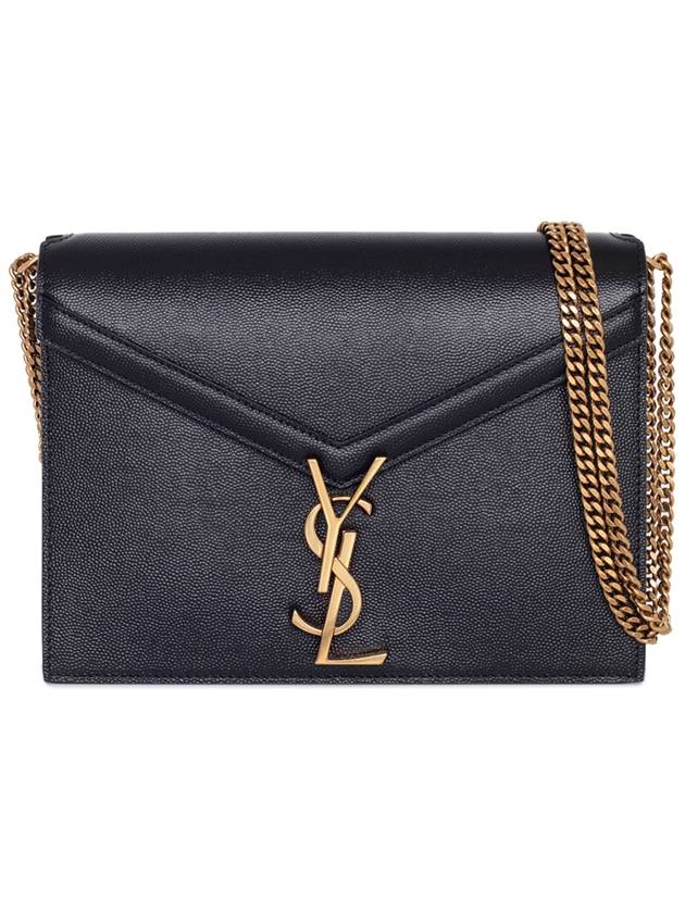 Cassandra Medium Chain Bag in Grain de Poudre Embossed Leather Black - SAINT LAURENT - BALAAN 2