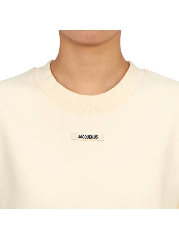 Le Grosgrain Logo Pullover Cotton Knit Top Beige - JACQUEMUS - BALAAN 8