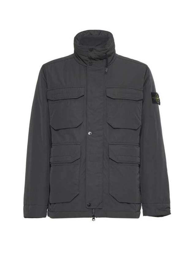 Polyester Micro Twill Zip Up Jacket Grey - STONE ISLAND - BALAAN 1