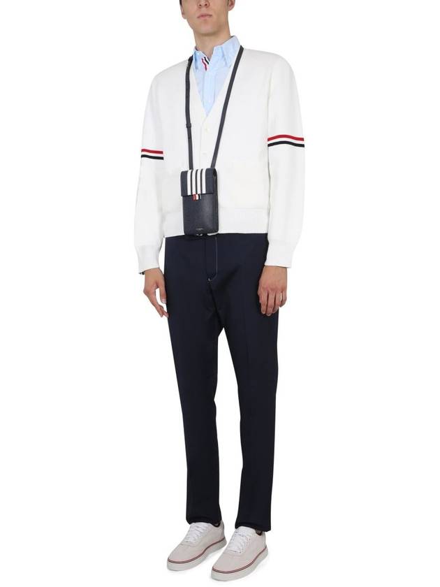 Milano Stitch Sprite Armband Cotton V-neck Cardigan White - THOM BROWNE - BALAAN 5