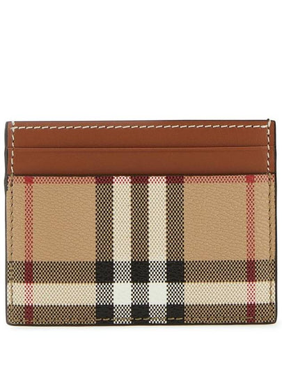 Check Print Leather Card Holder Beige - BURBERRY - BALAAN 2