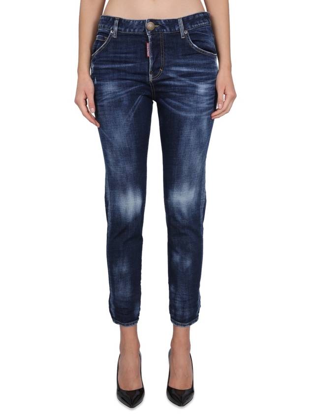 Women's Washed Back Patch Cool Girl Jeans Blue - DSQUARED2 - BALAAN 2