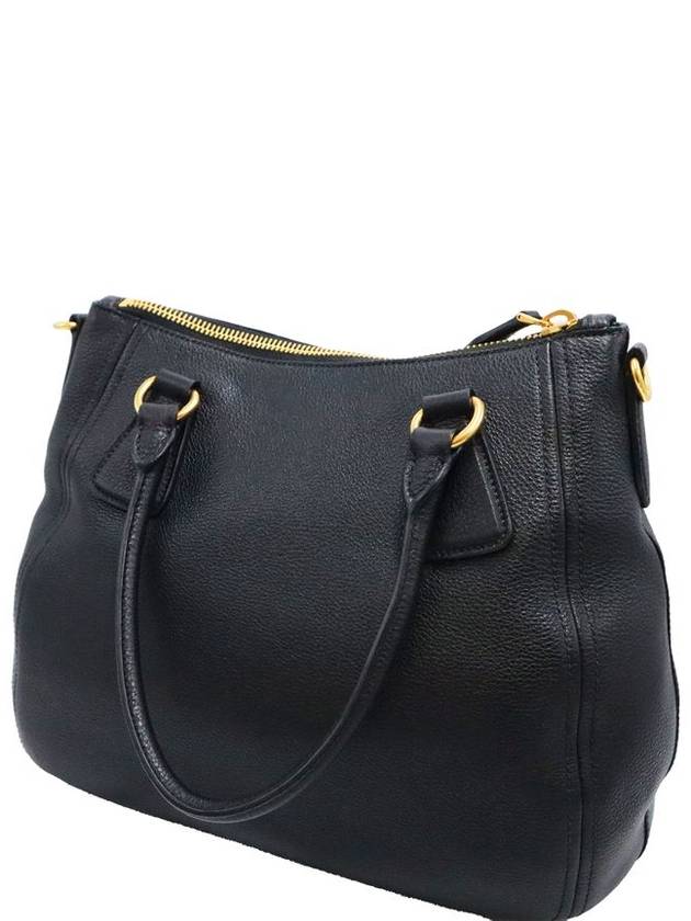 Women s leather shoulder bag black Prada 1BC032 Vitello Phoenix gold lettering logo 2WAY - PRADA - BALAAN 6