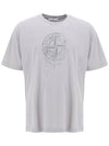 Men's Logo Print Crew Neck Short Sleeve T-Shirt Grey - STONE ISLAND - BALAAN 2