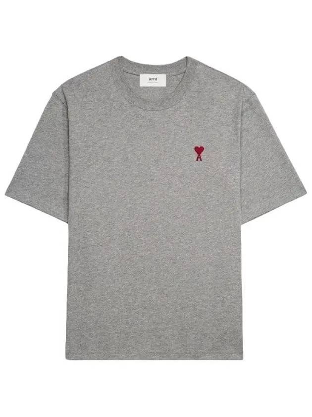 Small Heart Logo Boxy Fit Short Sleeve T-Shirt Grey - AMI - BALAAN 3